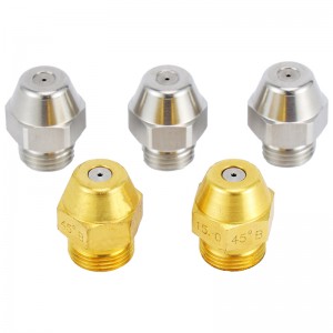 Buse de pulvérisation d\'huile en laiton pour brûleur diesel à combustible lourd avec un mode de pulvérisation semi - conique solide creux